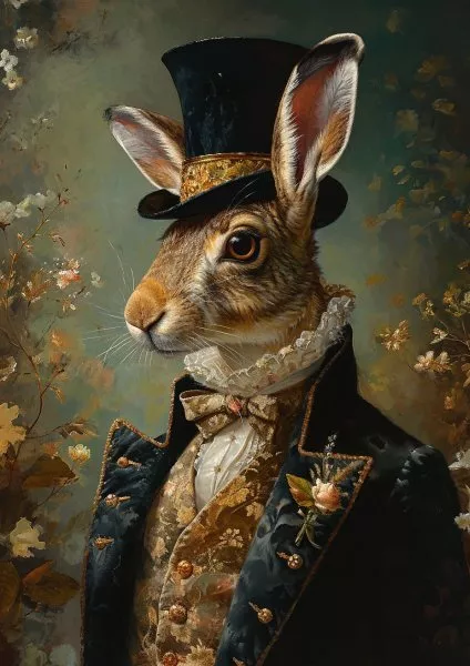 Rabitt Victorian Hare Regal Gentleman Portrait Fine Art Giclee Print J34