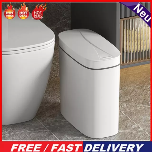 14L Smart Sensor Trash Can Electric Garbage Bin for Narrow Space (White Battery)