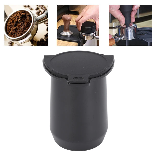 (Black)Coffee Dispenser Cup Aluminum Alloy Cup With Silicone Lid For Tea And