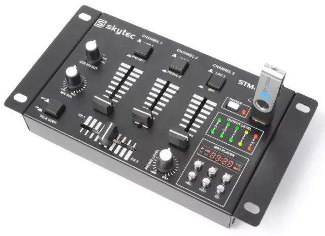 MIXER PROFESSIONALE mix COMPATTO 2 3 CANALI DISPLAY MP3 PLAYER + USB SD