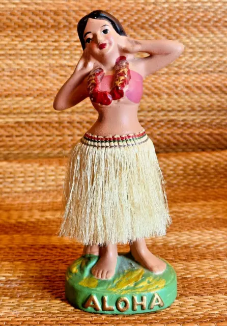 VINTAGE 1940s HAWAIIAN HULA DANCER NODDER / BOBBLE, VERY SHAPELY, 6" TALL, ALOHA
