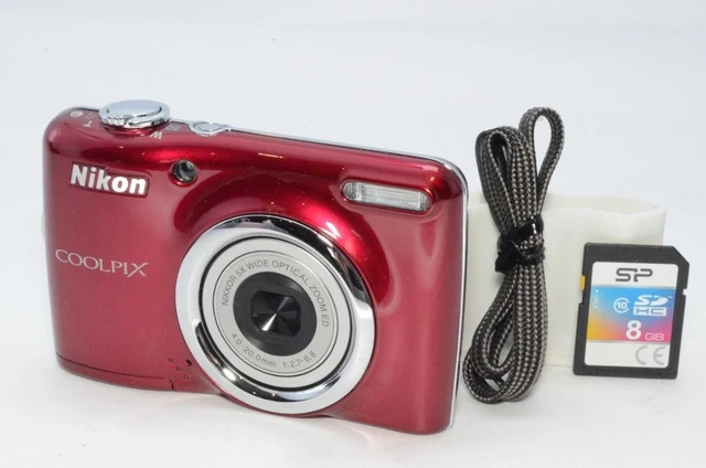 NIKON COOLPIX L23 Red Digital Camera with 8GB SD Card