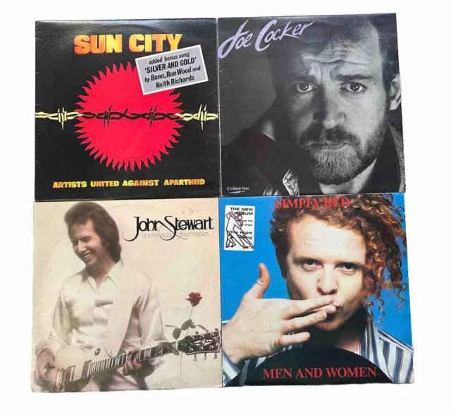 12” Vinyl Record Bundle Bulk Lot Of 4 33RPM Records LP Simply Red, Joe Cocker