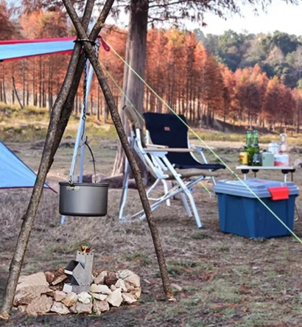 Camping Tripod Board Cooking Campfire Grill Pot Holder Hook Picnic Open Fire 3