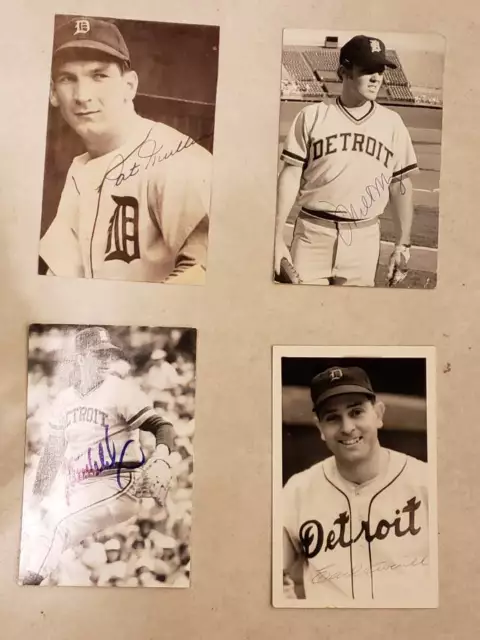 Vintage Set of Four signed autograph Baseball 3.25x5.25" Photos Postcards