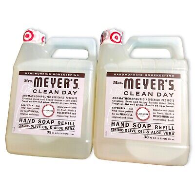 Lote de 2 rellenos de jabón de manos Mrs. Meyer, hechos con aceites esenciales lavanda