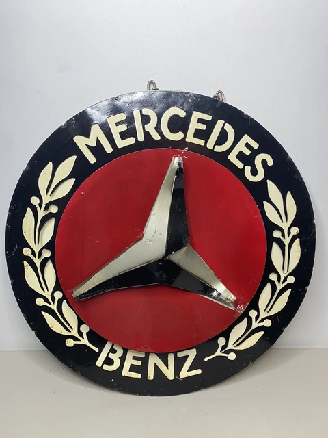 MERCEDES BENZ STYLE METAL CAR DEALERSHIP SIGN VINTAGE RETRO UNIQUE RARE Large23”