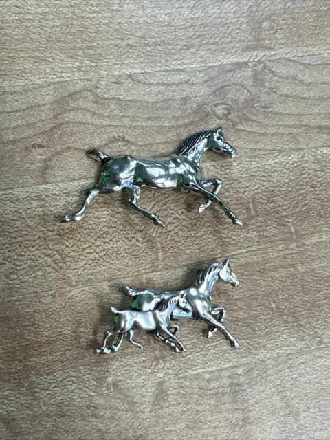 BEAU Sterling Silver Horse Pins Brooches Horse Pony, Stallion & Gallop