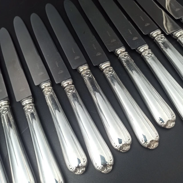 Superbe Série 12 Couteaux Métal Argenté Reneka Art Déco Lame Inox (E5) | eBay
