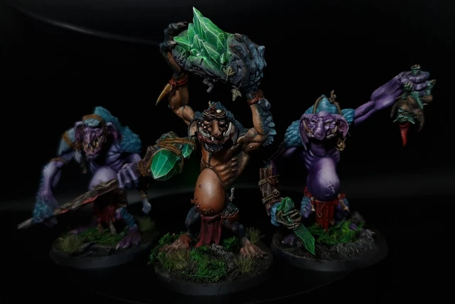 X3 Rockgut Troggoths Warhammer AOS - Figurines Plastique Gloomspite Gitz, Occasion