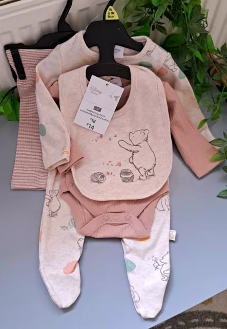 Baby Boy Girl Unisex Up To One Month BNWT F&F Disney Winnie The Pooh 4 Piece Set