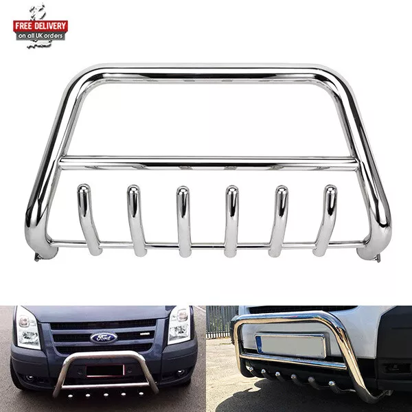 Polished Chrome Bull Nudge Bar Axle A Bar Brush Guard For 06-14 Ford Transit MK7