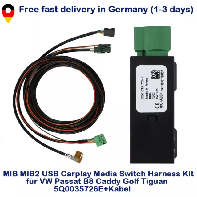 MIB MIB2 USB Carplay Media Switch set imbracatura per VW Passat B8 Caddy Golf Tiguan