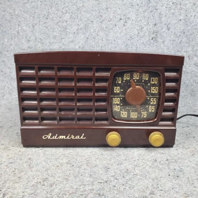 Admiral Tube Radio 5X12-N AM 1960's Vintage MCM Mid Century Modern Brown Works