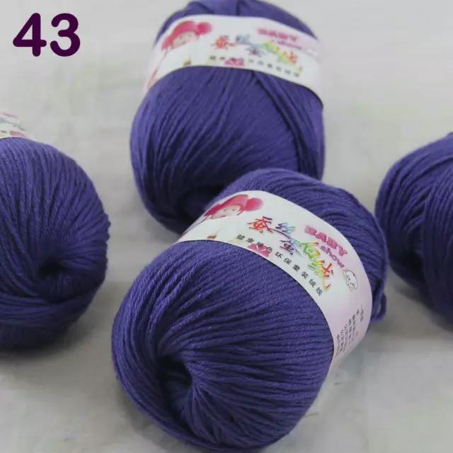 Sale 4 Balls x 50g DK Baby Soft Cashmere Silk Wool Hand Knitting Crochet Yarn 43