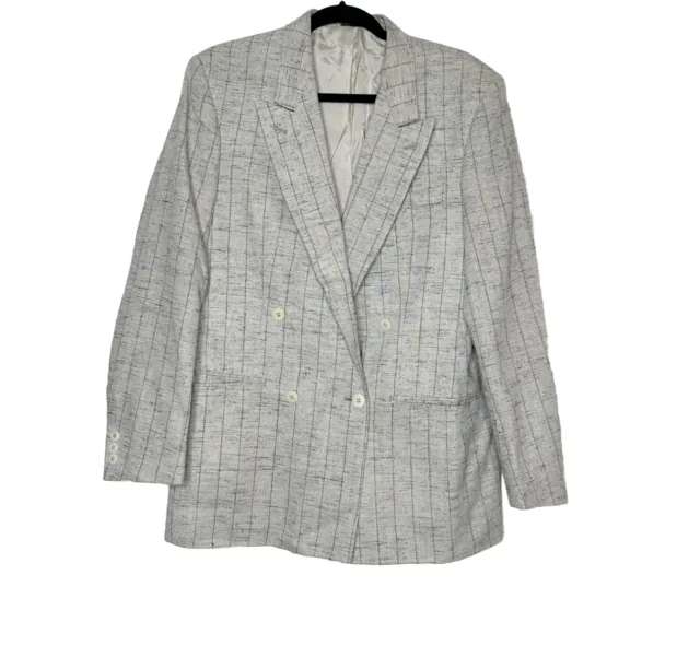 Vintage Egon Von Furstenberg Plaid Tweed Blazer Sports Coat Mens Gray Size R 39