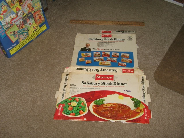 vintage food MORTON TV dinner 1965 salisbury steak box C