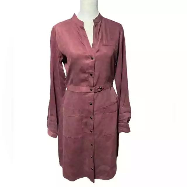 Michael Stars Snap Front Shirt Dress Burgundy Size Small