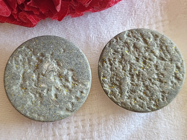 duo boutons vintage  à pied  gris texturé paillette diamètre 3,1 cm D15P