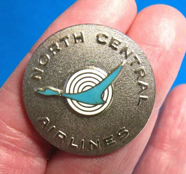 North Central Airlines Silver Enamel Pin Badge Screw Down Back 1 Inch #2