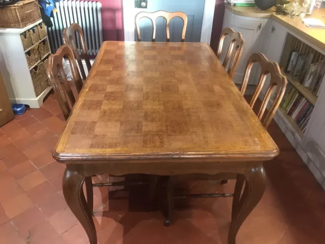 French Provincial Solid Oak Dining Table And Chairs