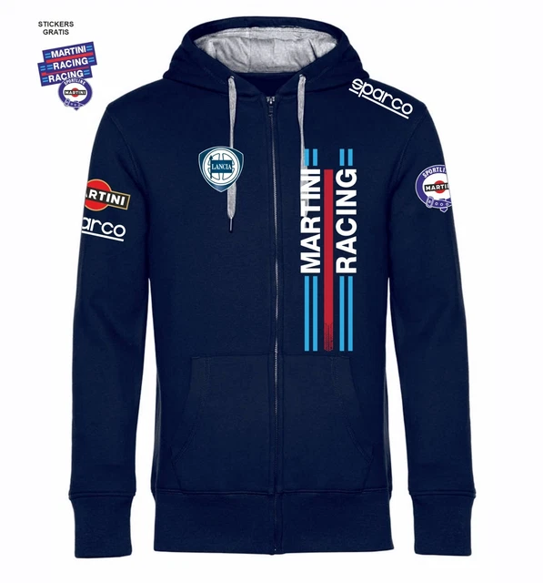 Felpa ZIP Cappuccio NEW MARTINI RACING replica lancia rally + 3 stickers gratis