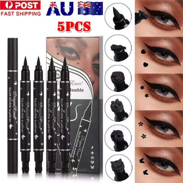 5Pcs Double-Head Liquid Eyeliner Stamp Eye Liner Pen Star Heart Eyeliners Pencil