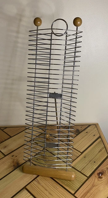 Torre portaoggetti per CD in metallo e legno - supporti x30 CD - retro pieghevole - supporto gratuito