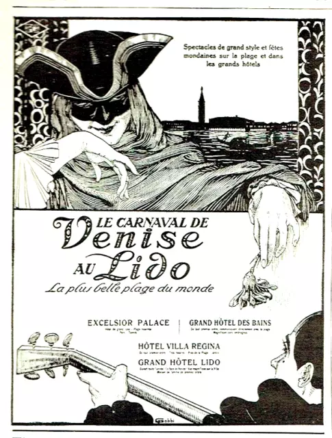 publicité Advertising  AD 0123 1925 carnaval Venise au Lido