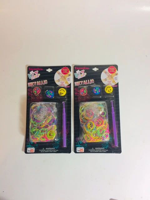 💥DIY Expression Metallic Charm Bracelet Making Kit 400 Rubber Bands (Lot Of 2)
