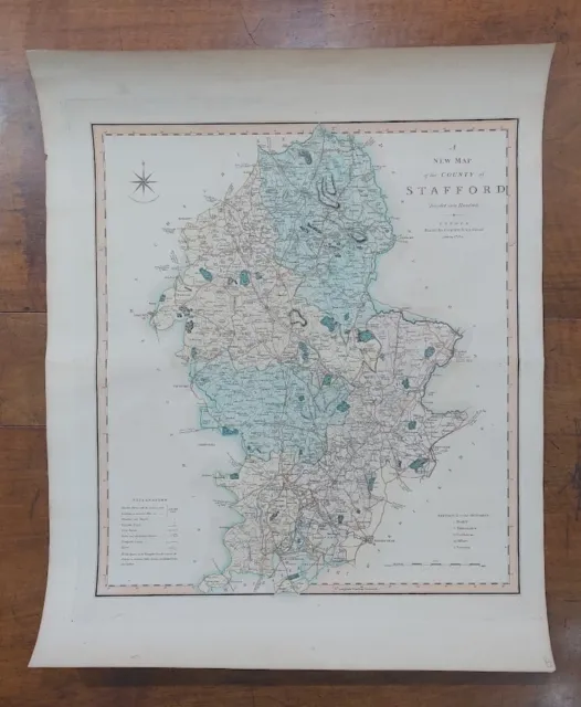 Original Antique 19Th Century County Map C Smith 1801 Stafford Staffordshire