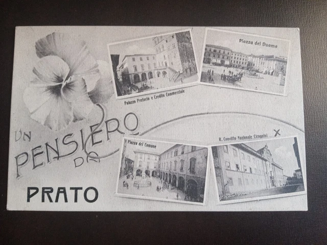 1916 un pensiero da Prato - gruss vedutine con regio convitto e p.zza duomo