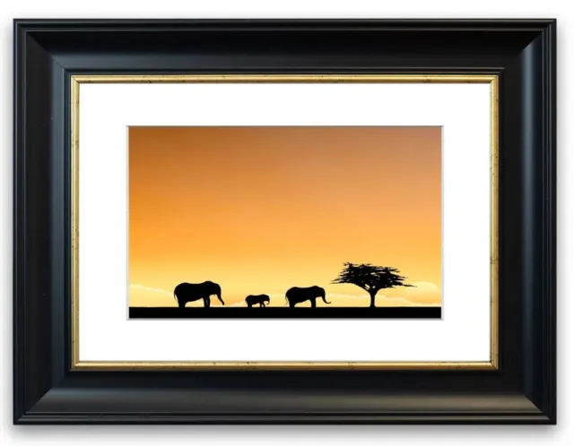 House Additions Elephant Paradise Picture Art in Matte Black Frame