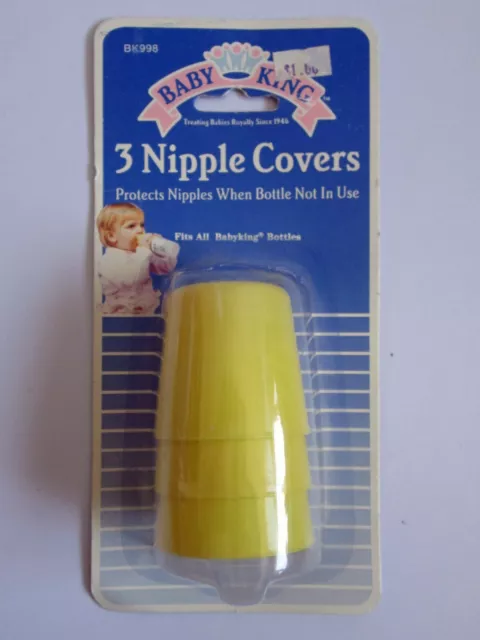 NOS Vintage Baby King 3 Nipple Covers (Fits All Babyking Bottles) 1991 Regent