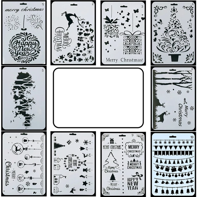 10pcs Urlaub Zeichnung Schablonen Malerei Vorlage Zeichnung Blatt 3