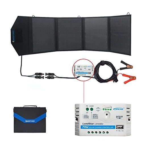 Nuevo Cargador Solar 12v 50W Impermeable Plegable Campamento Kit de Panel Solar, Batería