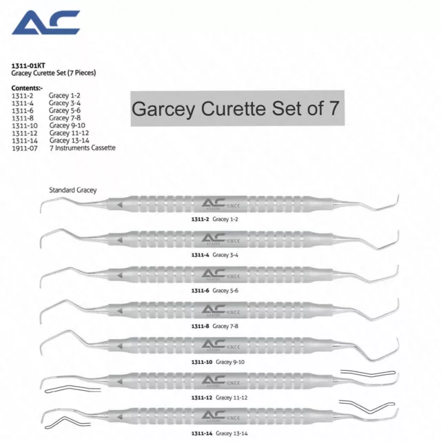 Azatek Gracey Curettes Peridontal Instruments, Dental Root Canal Scalers Set 7