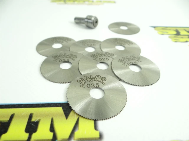 8 Mostly New! Malco Hss Jewelers Slotting Saws +Arbor 1-1/4" X .025" X 5/16"