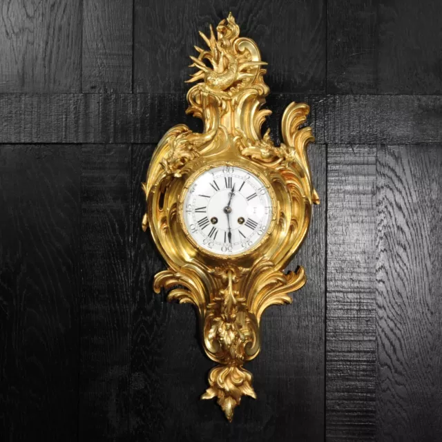 Antique French Ormolu Rococo Cartel Wall Clock ~ Dolphin