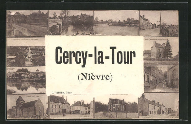 CPA Cercy-la-Tour, L'Eglise, Hotel and Cafe de la Tour