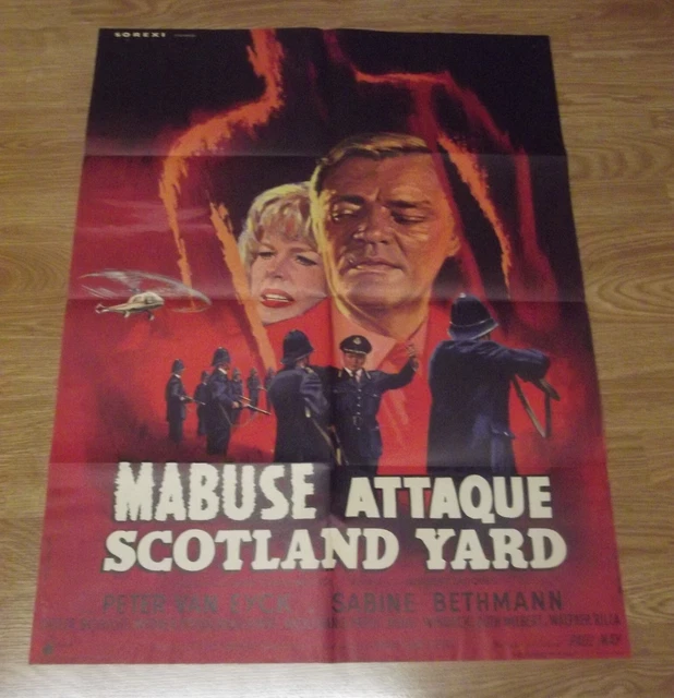 affiche cinema MABUSE ATTAQUE SCOTLAND YARD  Peter van Eyck - Mascii