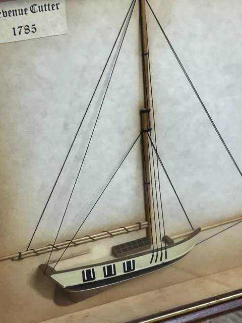 Revenue Cutter 1785 Half Hull Framed Art Ship Nautical Vintage Model 3