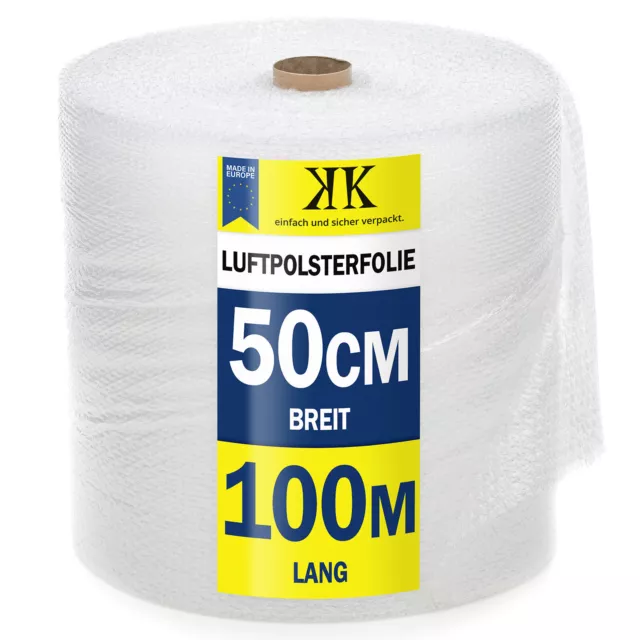 LUFTPOLSTERFOLIE 0,5x100m Blisterfolie = 50qm - Luftpolster 60 my transparent
