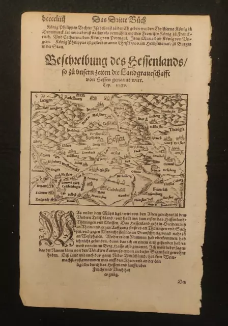 Beschreibung Des Hessenlandts Sebastian Munster Xilografia 1574