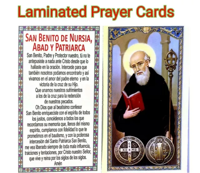 6 San Benito estampa oración san Benito oración laminada tarjeta sagrada española