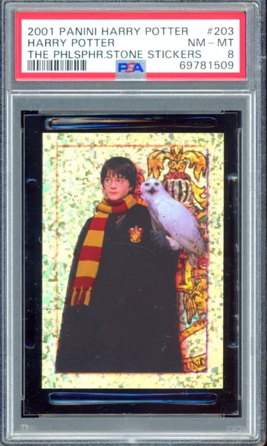 2001 Harry Potter Philosopher's Stone Sticker #203 HOLO Harry Potter PSA 8 NM-MT 2001 Harry Potter Philosopher's Stone Sticker #203 HOLO Harry Potter PSA 8 NM-MT
