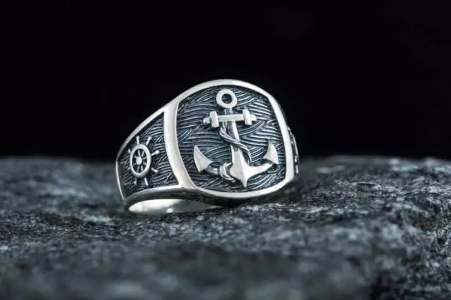 Anchor Style Old Look Ship's Wheel Fashion Unique Ring For Men's