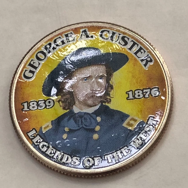 Colorized Kennedy half dollar. LEGENDS OF THE WEST. GEORGE CUSTER 1839-1876. #80