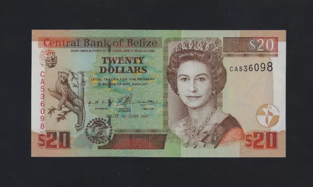Belize 20 Dollars 1997 P-63 Unc