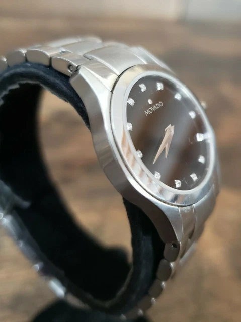 Ladies Movado Diamond Accent Museum 84 E4 1849 Stainless Steel Watch Pre-owned 3